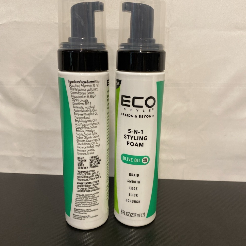 2x ECO STYLE Braids & Beyond 5n1 Styling Foam‎ Olive Oil (8 fl oz)